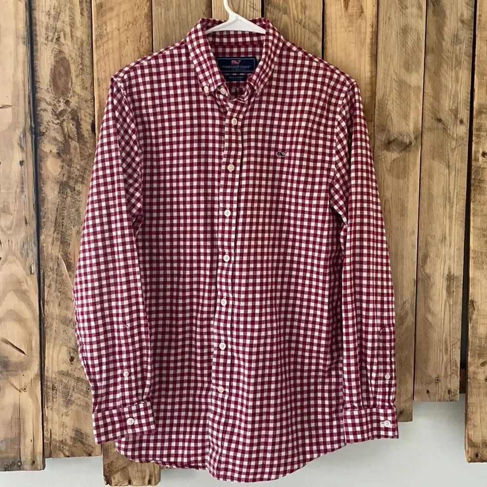Vineyard Vines Gingham Check Button Down Long sleeve‎ Size Extra Large (18)